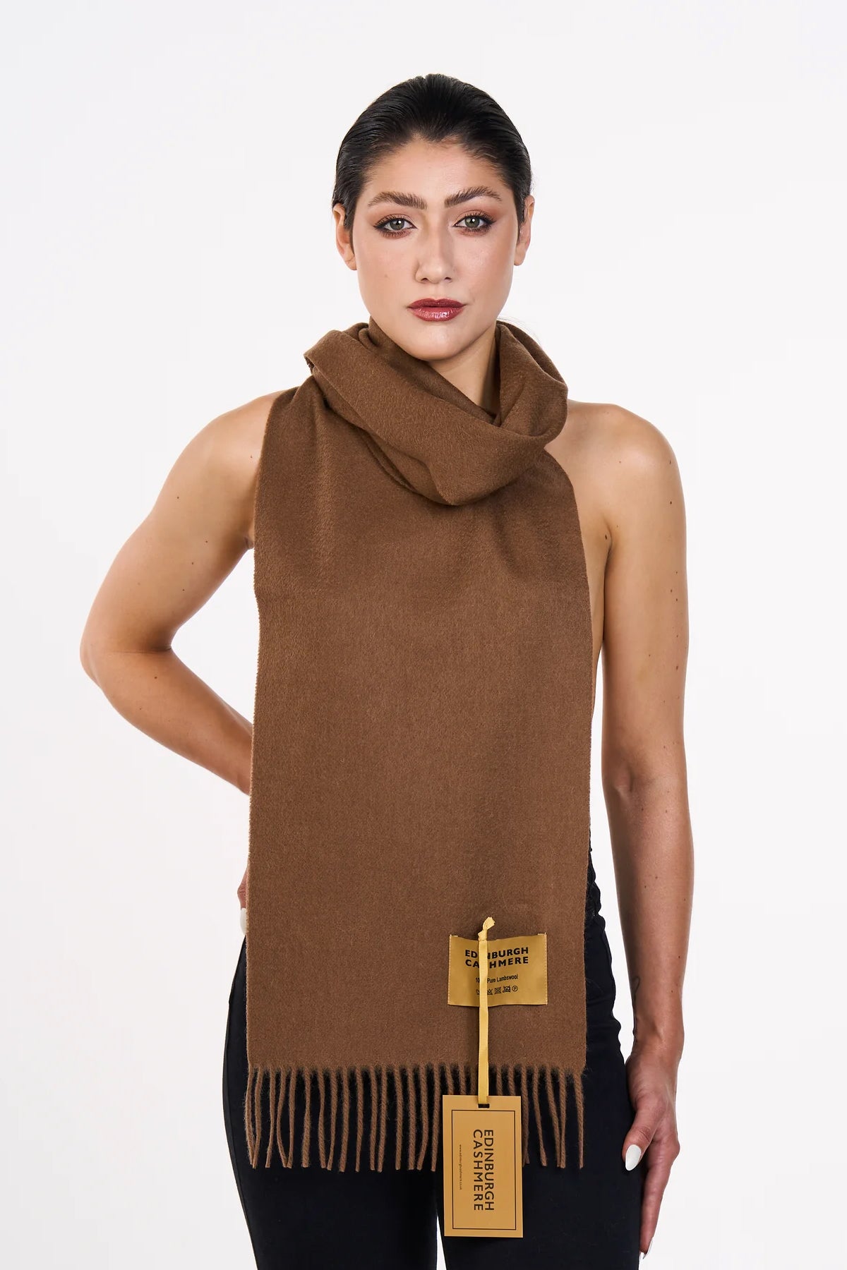 100% Pure Cashmere Scarf Brown