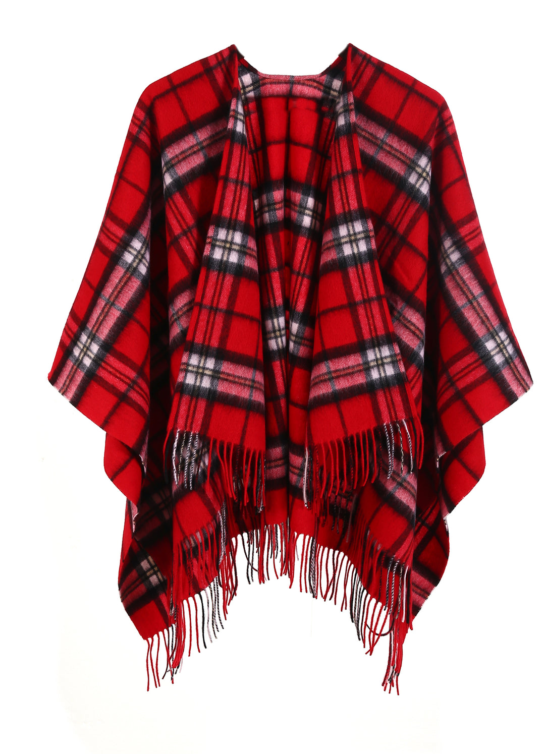 Cape Scottish Thomson Red Tartan Poncho 100 Pure Lambs wool Edinburgh Cashmere