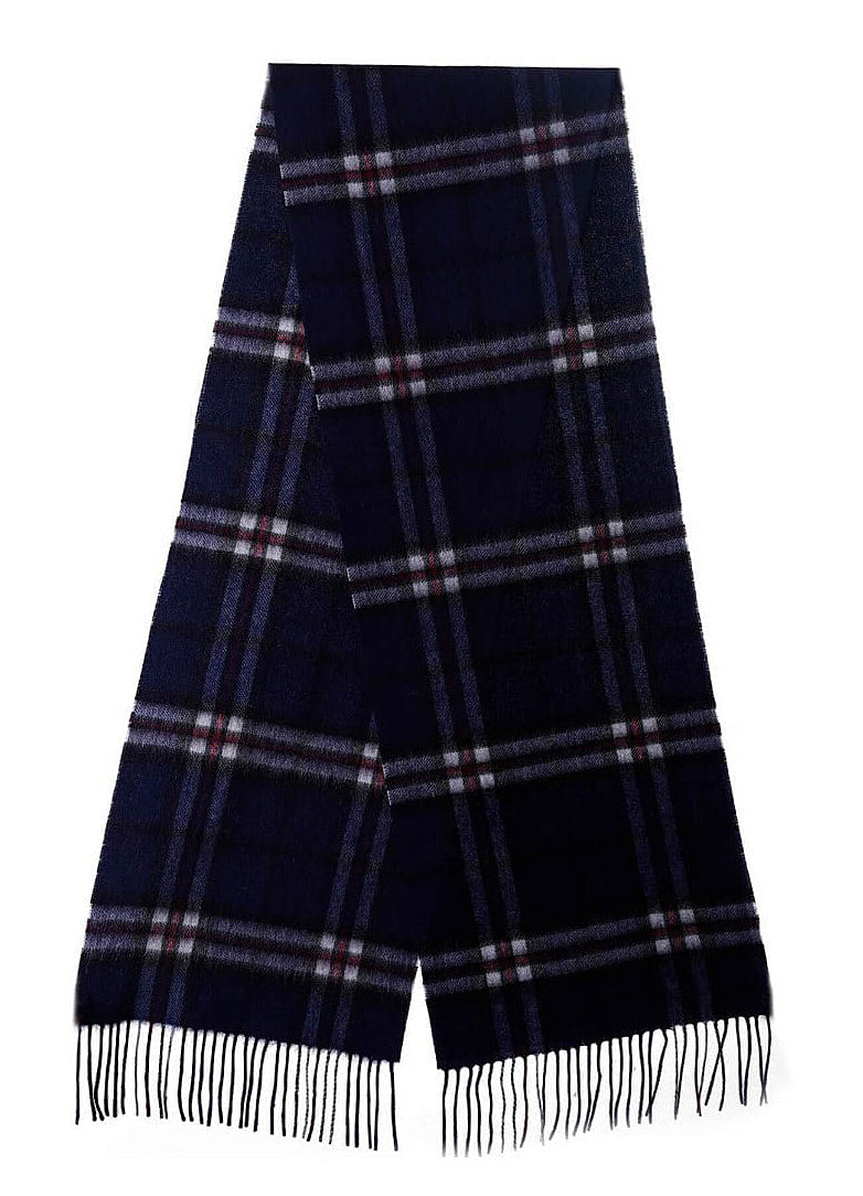 100% Pure Children's Cashmere Scarf Thomson Navy Tartan