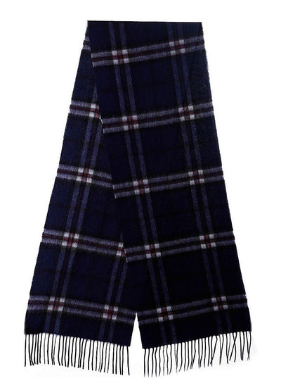 100% Pure Children's Cashmere Scarf Thomson Navy Tartan