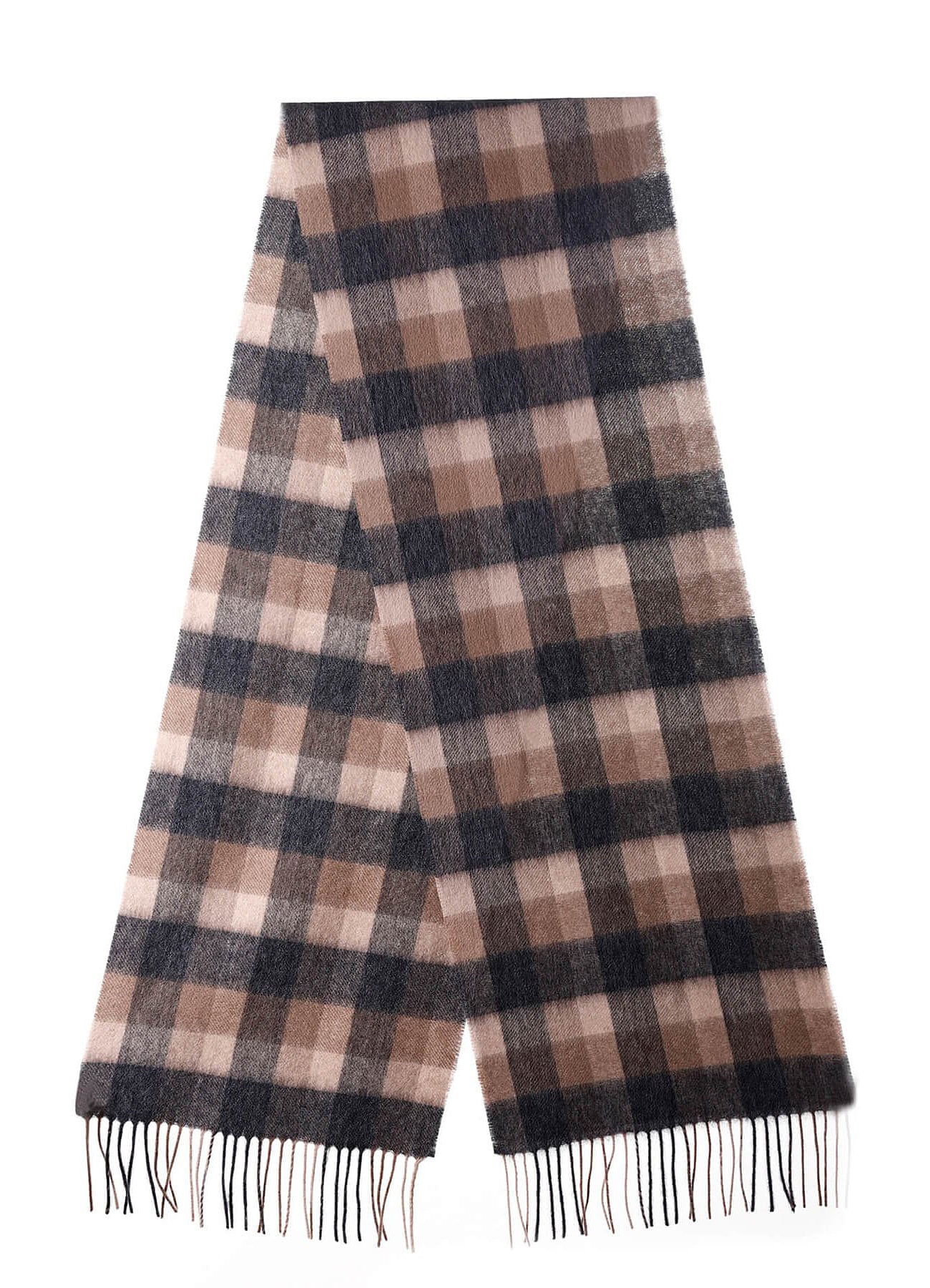 100% Pure Cashmere Scarf Design Brown Check