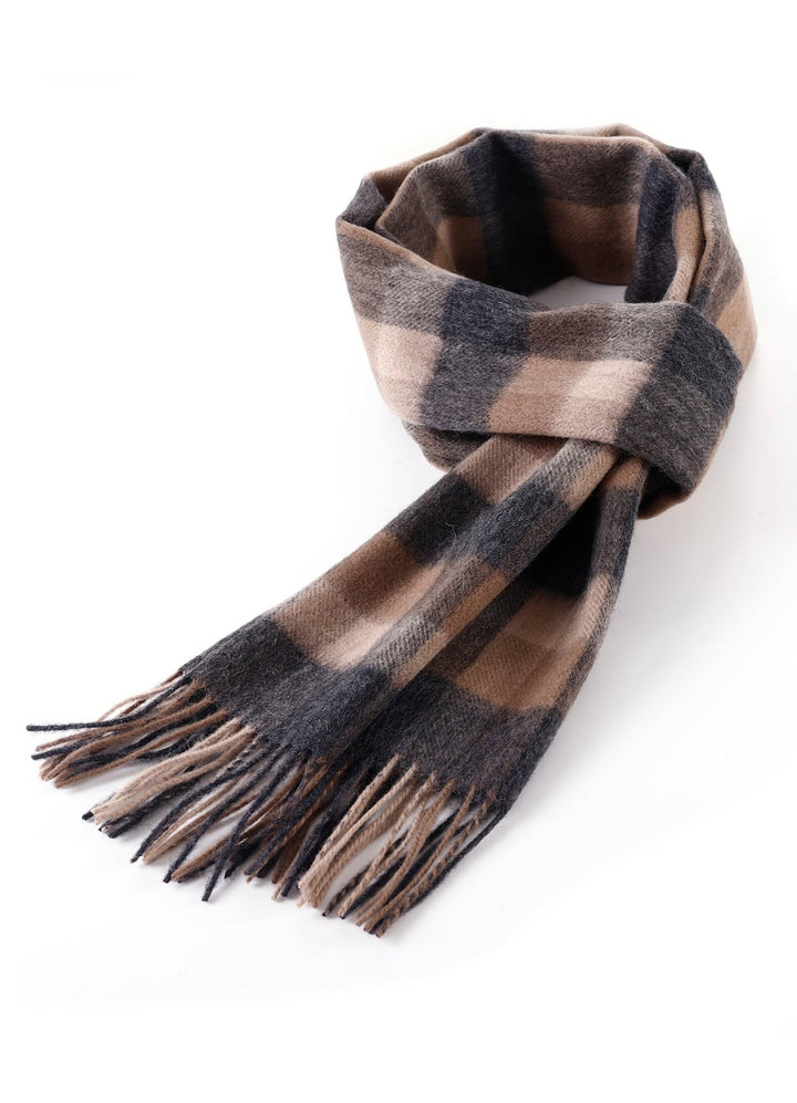 Scarf 100% Pure wool Scottish Check Design Brown | Edinburgh Cashmere