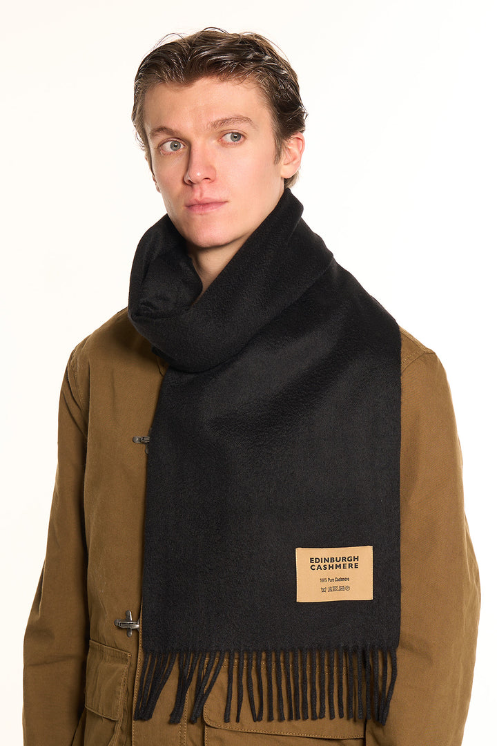 100% Pure Cashmere Scarf Black | Edinburgh Cashmere