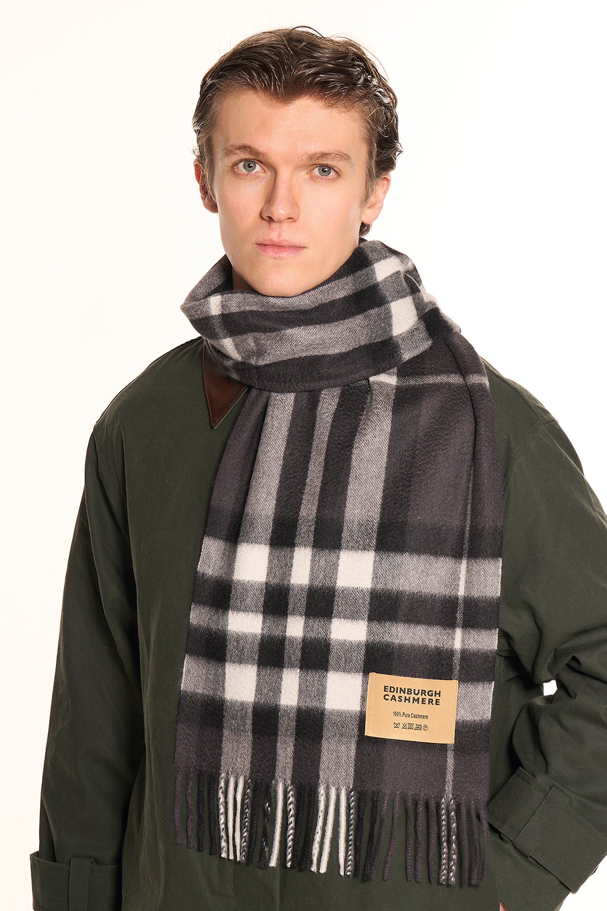 DC Check Charcoal Cashmere Scarf