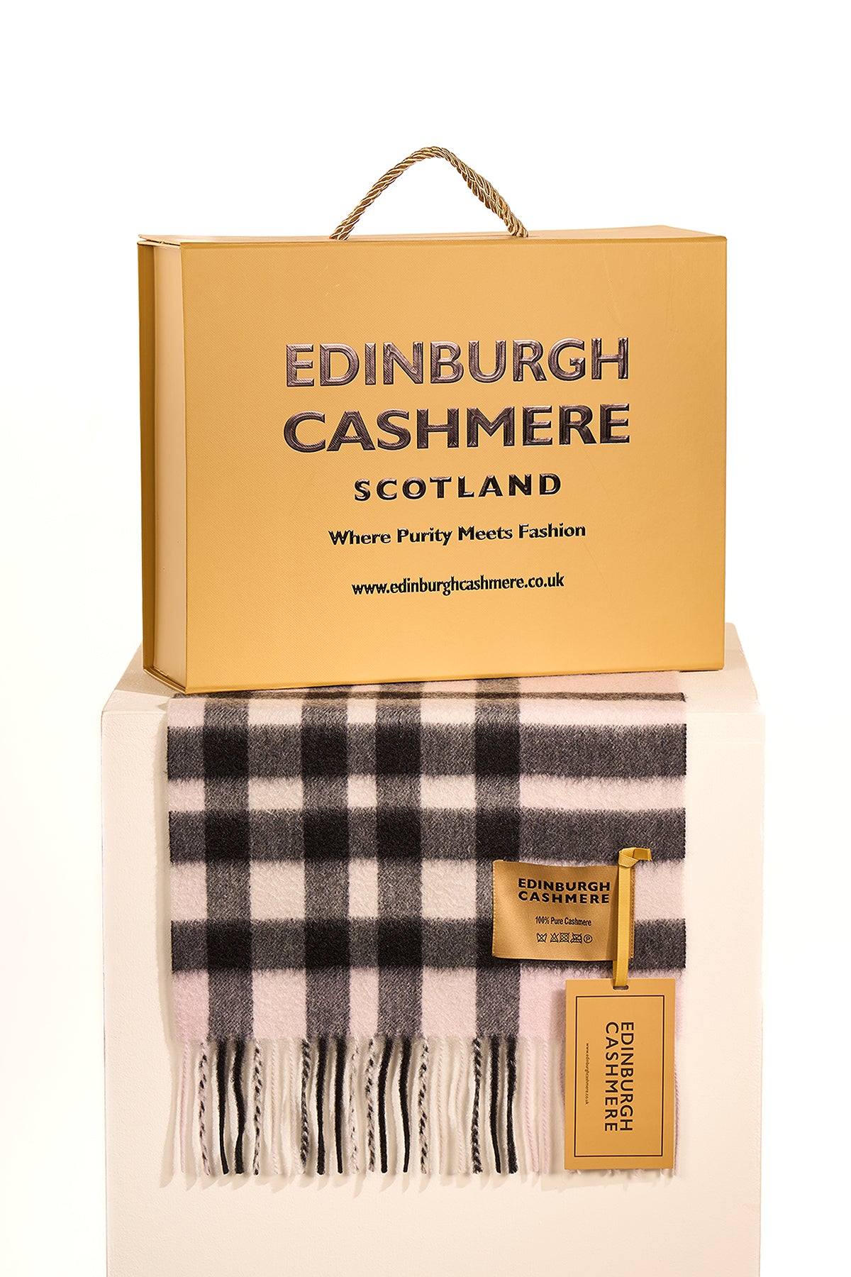 DC Check Cashmere Scarf Light Pink - Big Size
