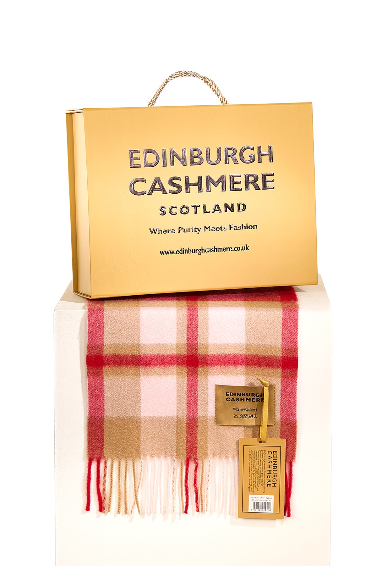 DC Scott Cashmere Scarf Red/Camel - Big Size