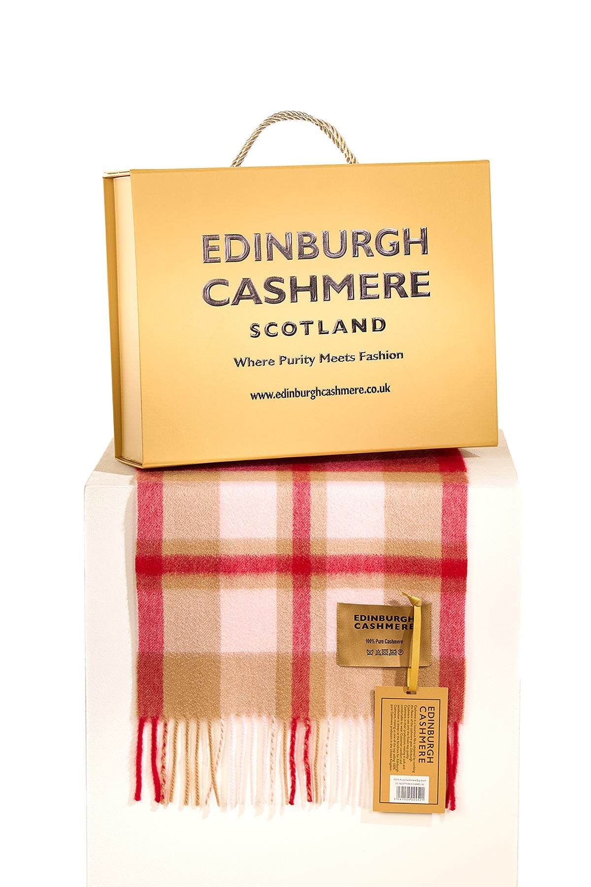 DC Scott Cashmere Scarf Red/Camel - Small Size