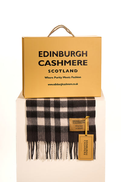 DC Check Cashmere Scarf Charcoal - Big Size