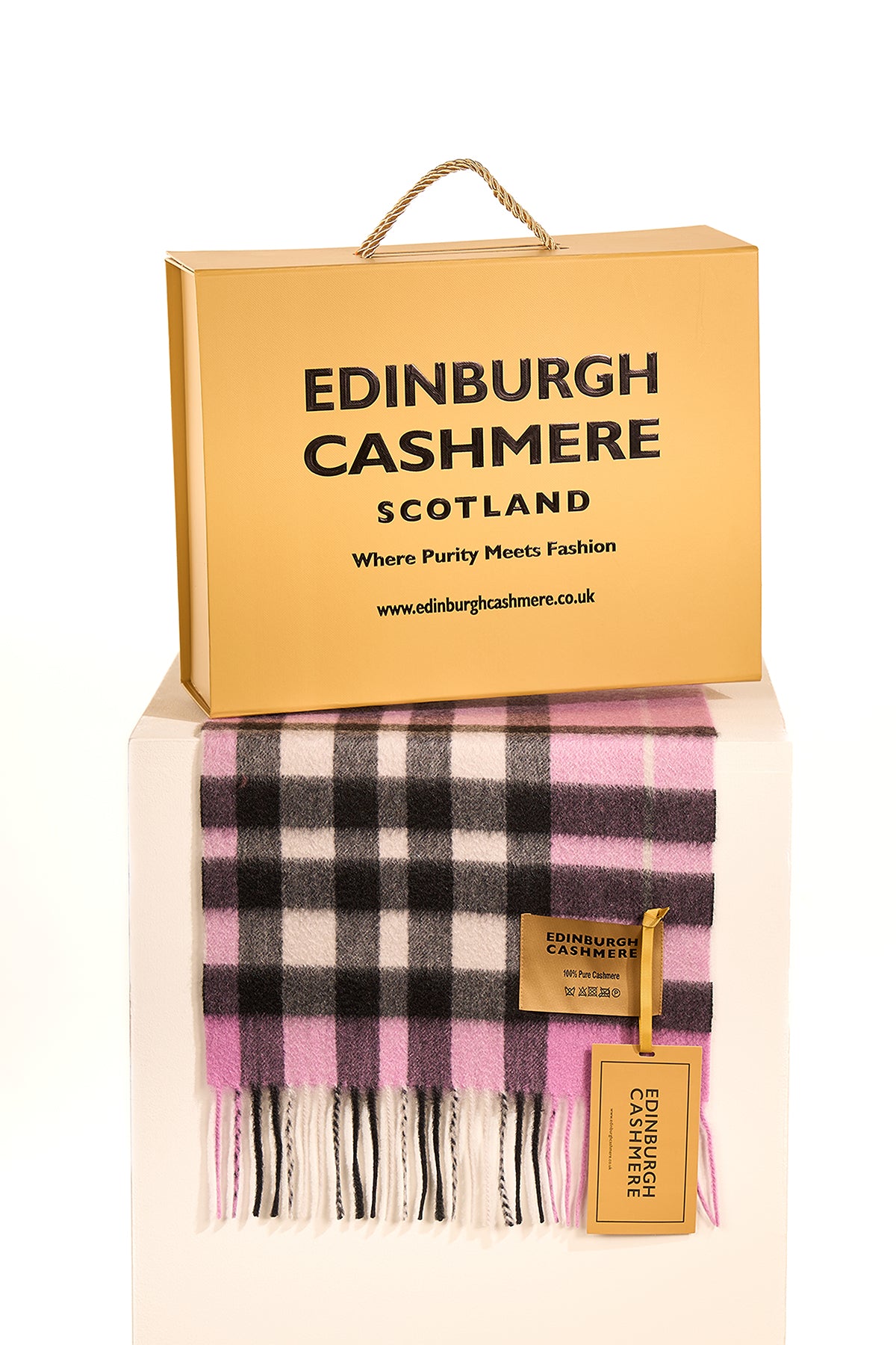 DC Check Cashmere Scarf Dark Pink - Big Size