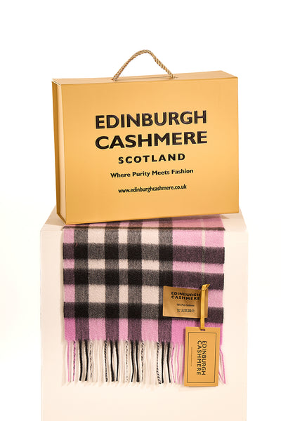 DC Check Cashmere Scarf Dark Pink - Big Size