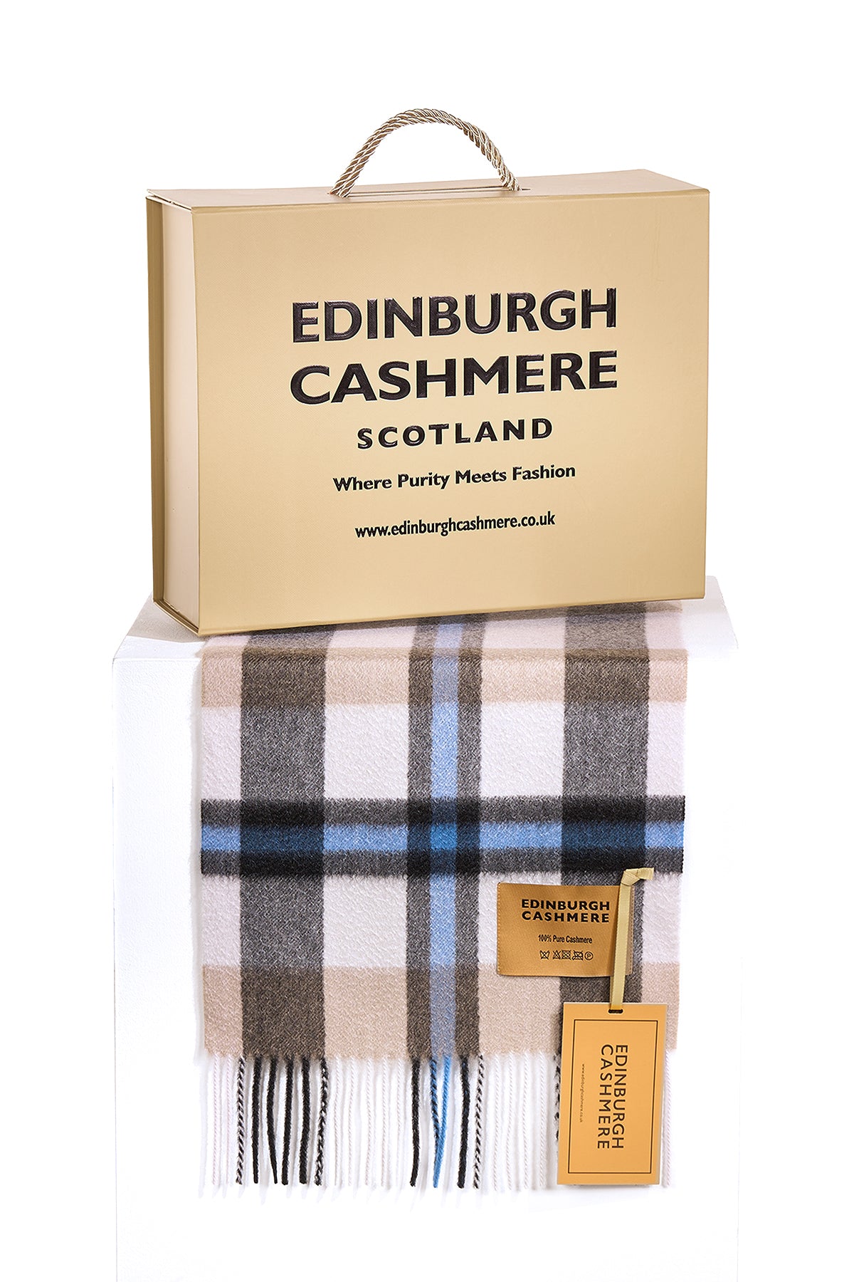DC Scott Cashmere Scarf Blue/Camel - Big Size
