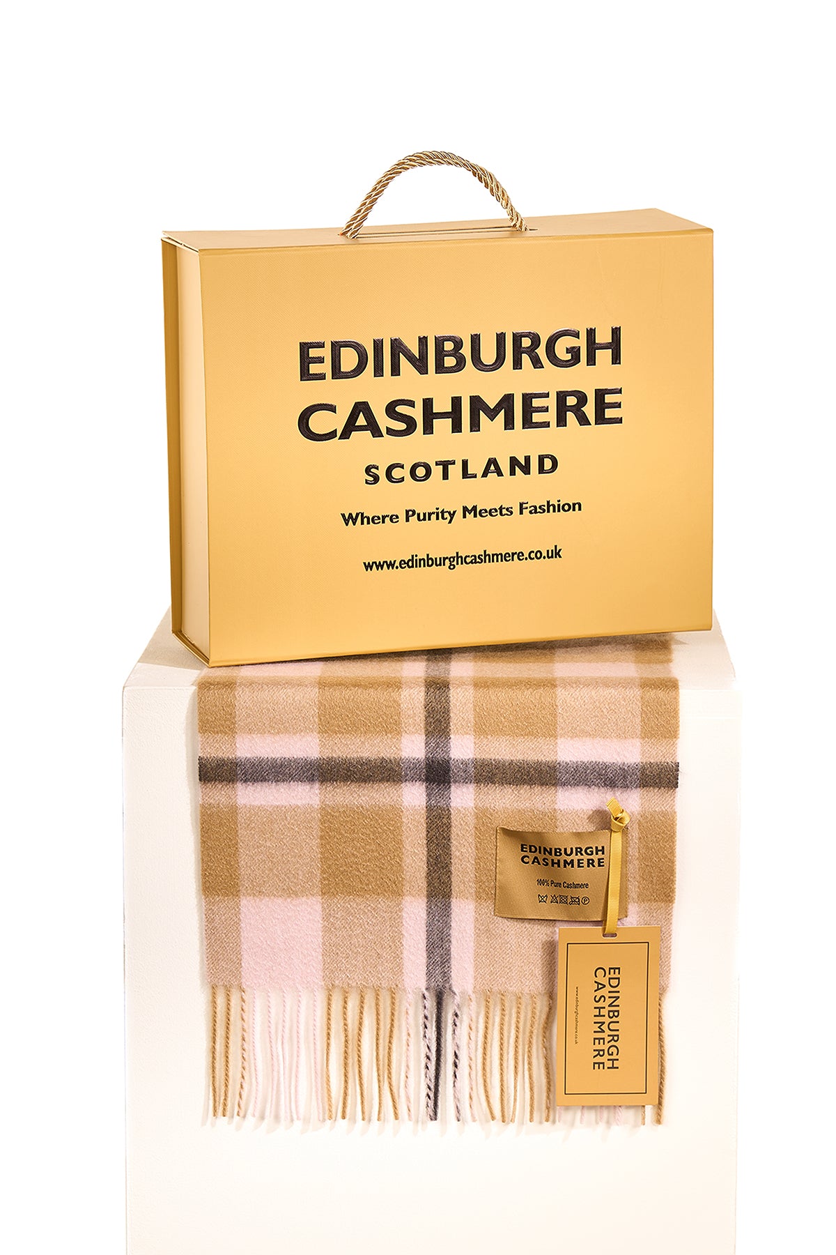 DC Scott Cashmere Scarf Camel and Black - Big Size