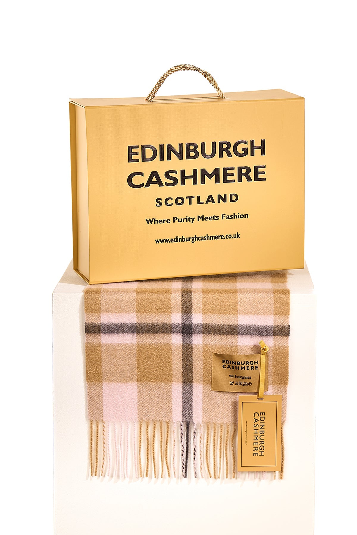 DC Scott Cashmere Scarf Camel and Black 3