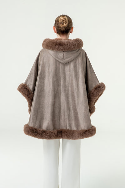 Women's Hooded Cape Exclusive Design - Brown