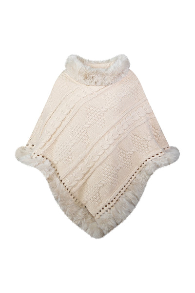 Women's Poncho Exclusive Design - Cream