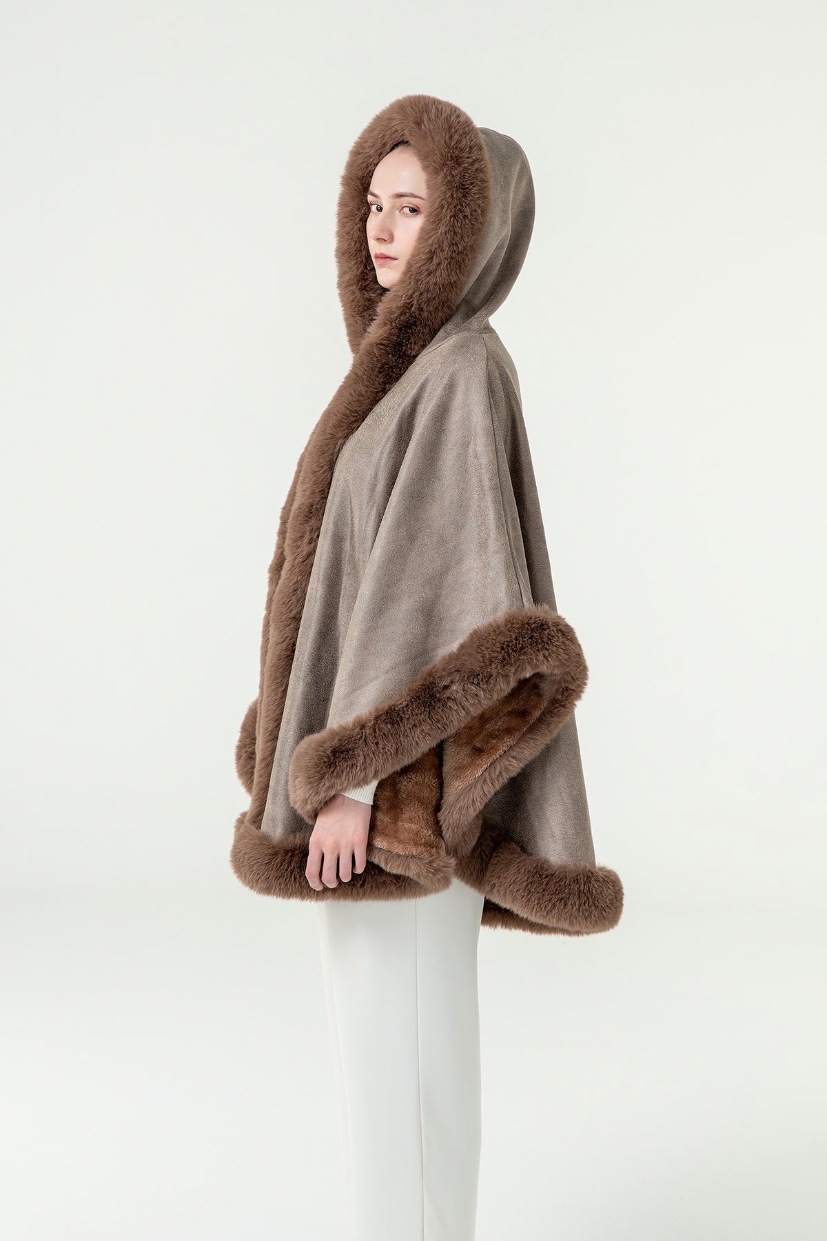 Women's Hooded Cape Exclusive Design - Brown