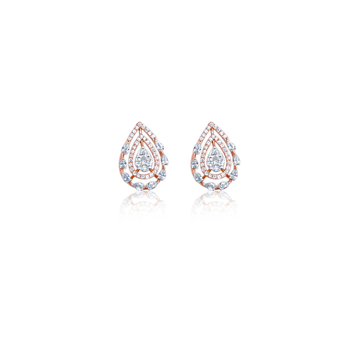 Lucchi 18k Rose Gold with Diamond - Earring Style 11