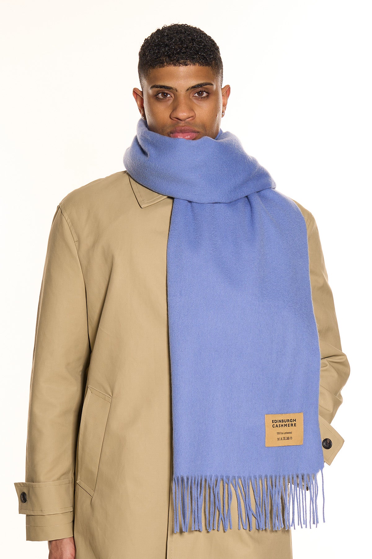 Plain Scarf Light Blue Oversized Wrap 100% Pure Lambswool