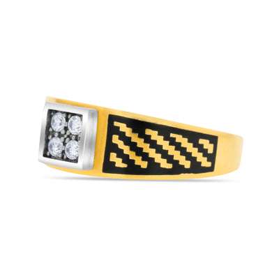 Lucchi 22k Yellow Gold with Enamel and Stone - Ring Style 61 (Men's Ring)