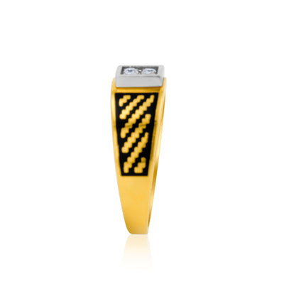 Lucchi 22k Yellow Gold with Enamel and Stone - Ring Style 61 (Men's Ring)