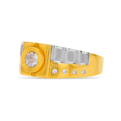 Lucchi 22k Yellow and White Gold with Stone - Ring Style 68 (Men's Ring)