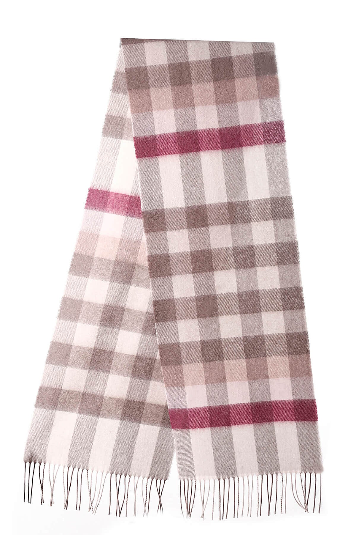 100% Pure Cashmere Pink Check Scarf