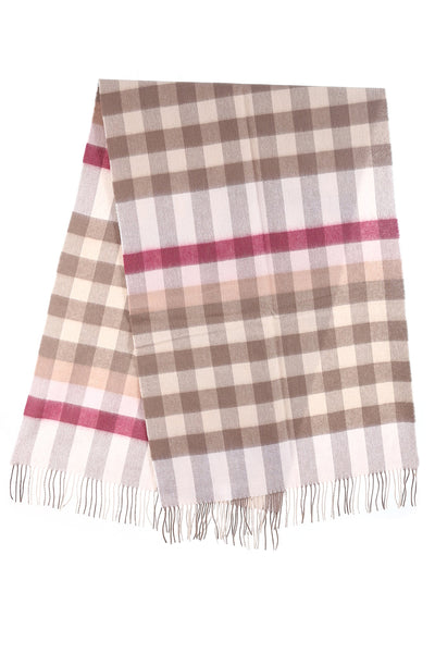 Pink Check Stole 100% Pure Lambswool