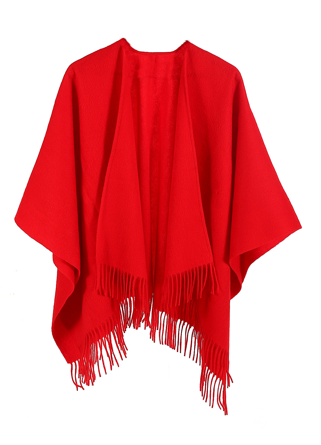 Plain Cape Red Poncho 100% Pure Lambswool
