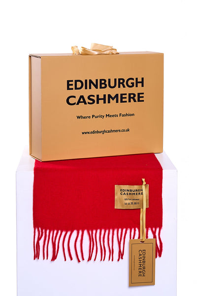 100% Pure Cashmere Scarf Red - Small Size