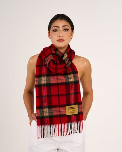 Red Scarf Scottish EC Exclusive Design 100% Pure Extra Fine Wool