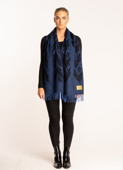 Double Thistle Navy Scarf 100% Pure Lambswool