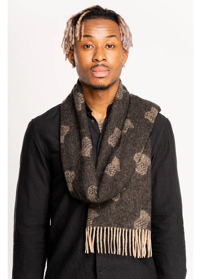 Thistle Small Charcoal Scarf 100% Pure Lambswool