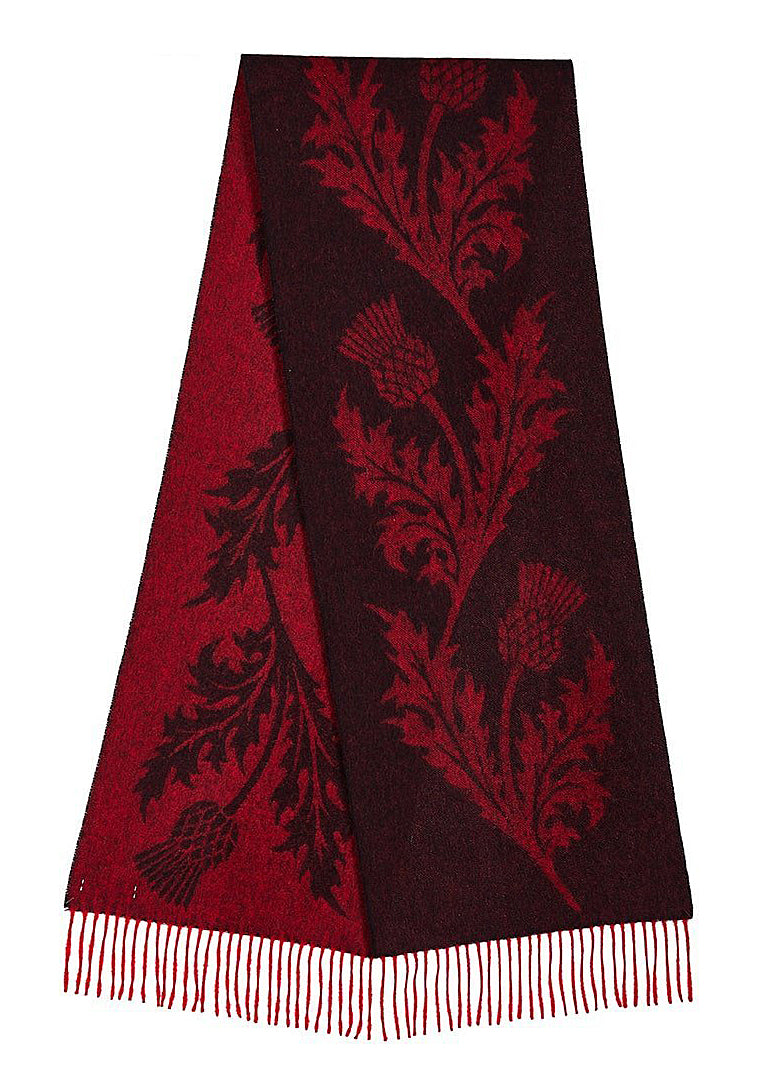Single Thistle Red Scarf 100% Pure Lambswool