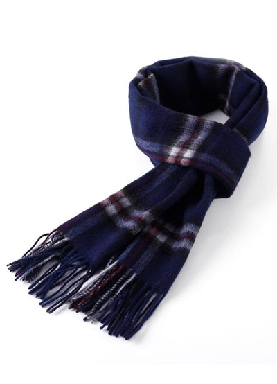 100% Pure Children's Cashmere Scarf Thomson Navy Tartan