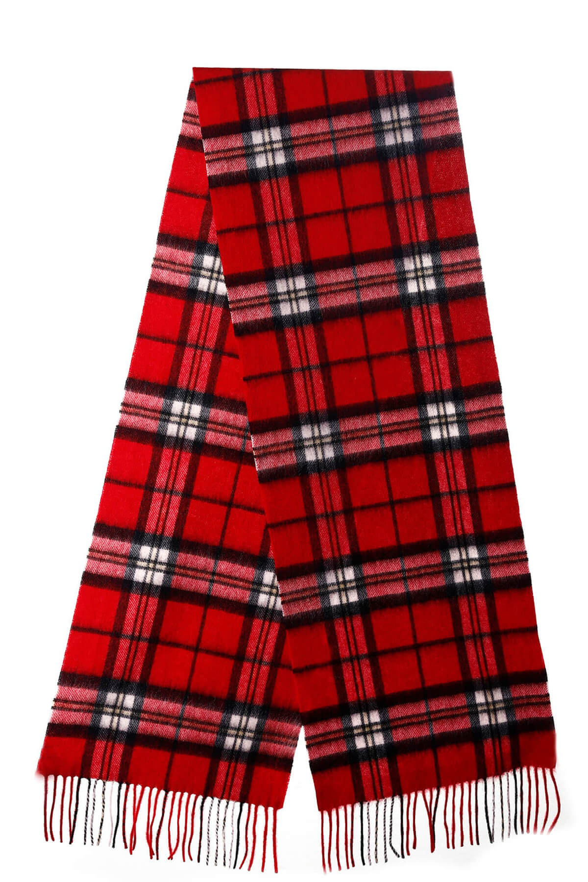 100% Pure Cashmere Scarf Scottish Thomson Red Check Design