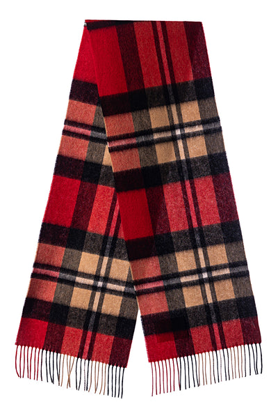 100% Pure Lambswool Scarf DC Red/Black