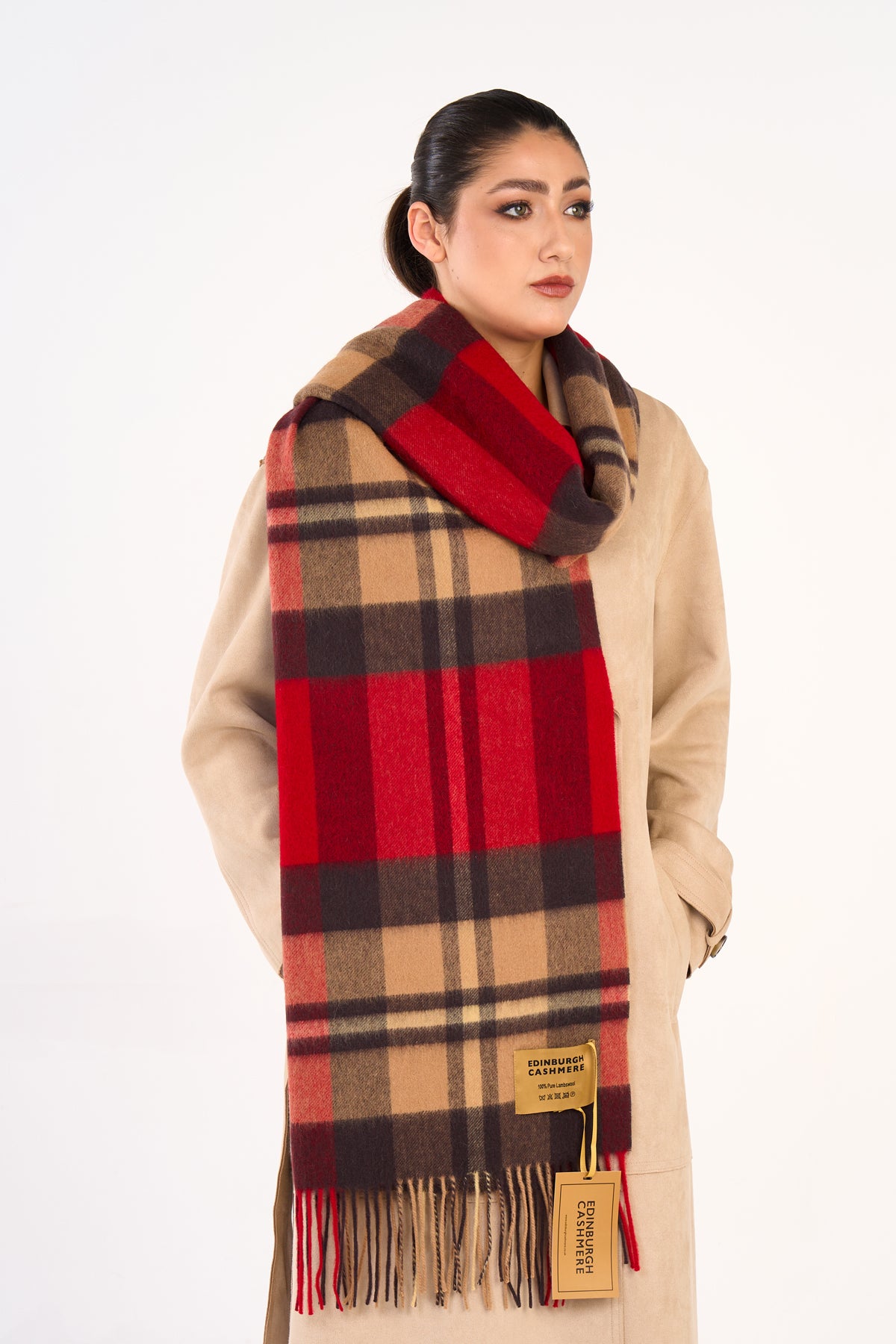 100% Pure Lambswool Oversized Scarf/Wrap DC Scott Red 4