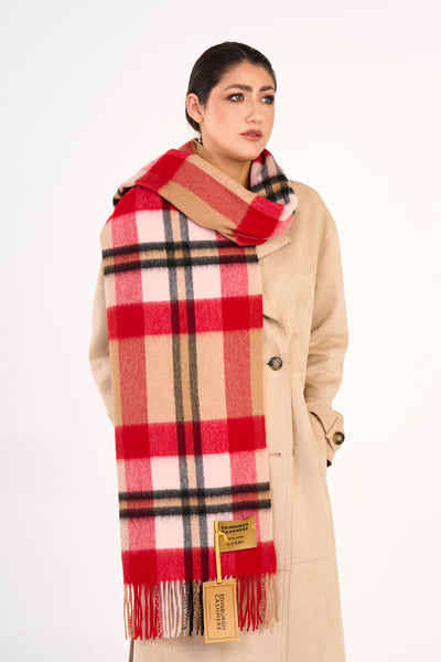 100% Pure Lambswool Oversized Scarf/Wrap DC Scott Red 13