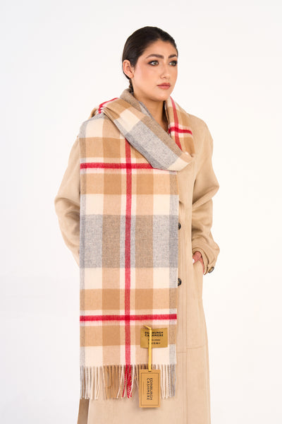 100% Pure Lambswool Oversized Scarf/Wrap DC Grey/Camel 16