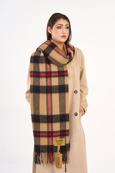 100% Pure Lambswool Oversized Scarf/Wrap DC Camel/Brown 17