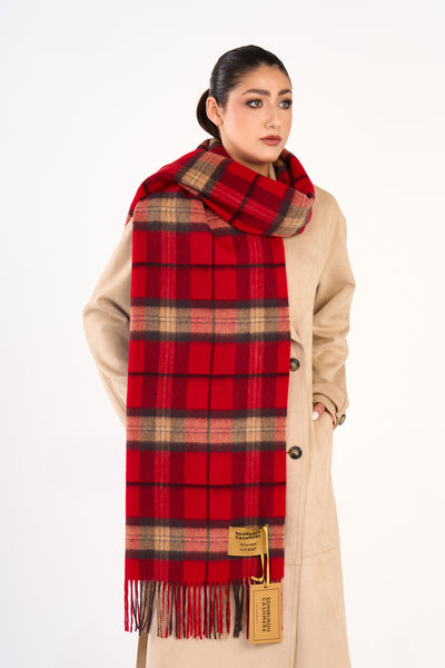 100% Pure Lambswool Oversized Scarf/Wrap Thomson Red 32
