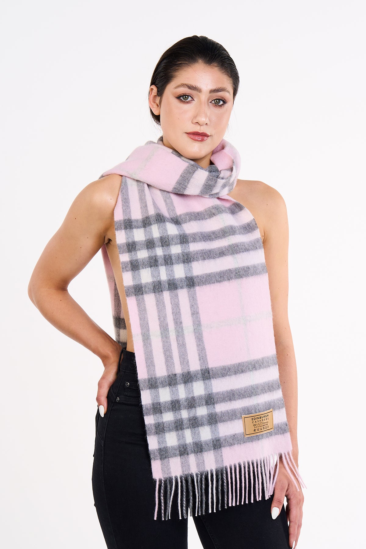 Cashmere Designer Scarf Iconic DC Classic Pink Small