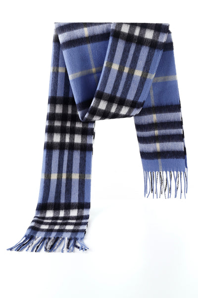 100% Pure Cashmere Designer Scarf Iconic DC Classic Blue