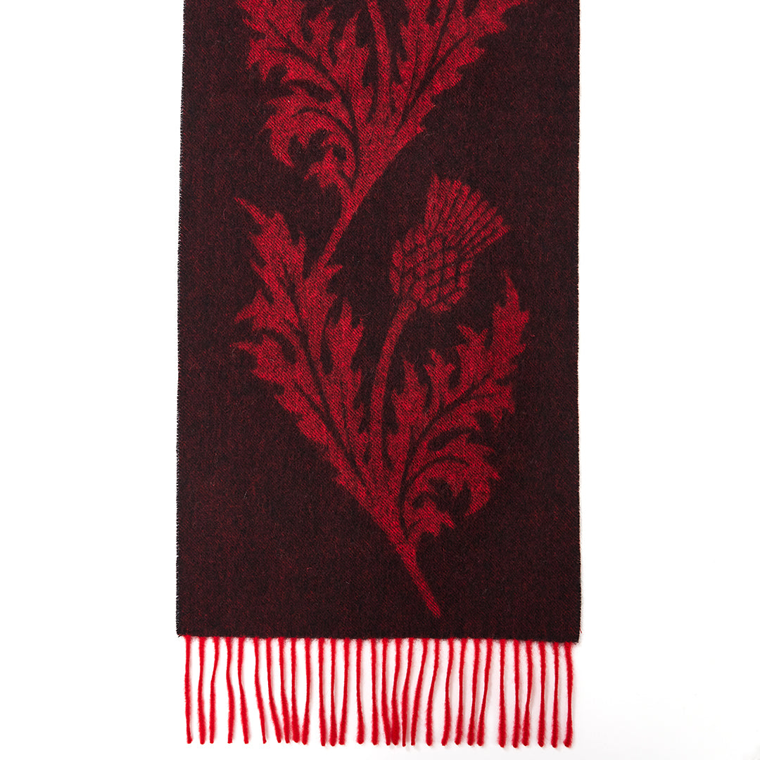 Single Thistle Red Scarf 100% Pure Lambswool