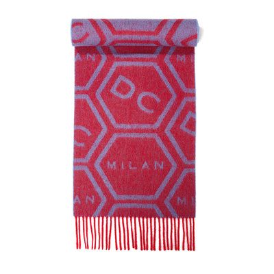 DC Monogram Red Scarf 100% Pure Lambswool