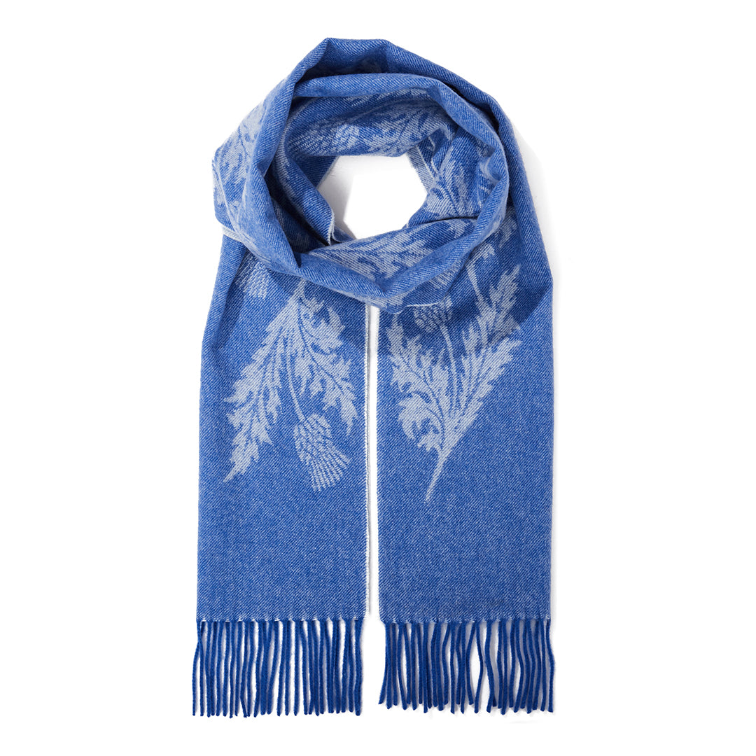 Double Thistle Blue Scarf 100% Pure Lambswool