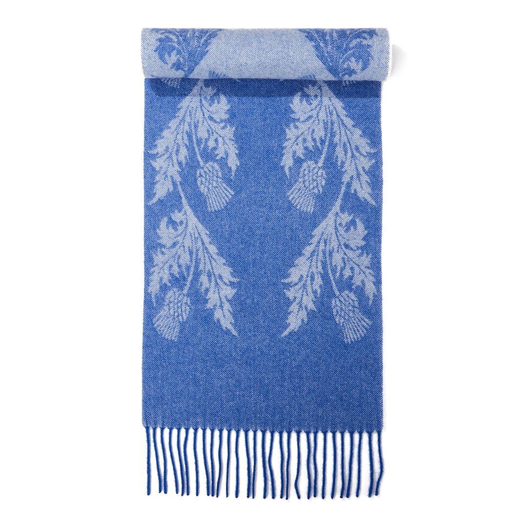 Double Thistle Blue Scarf 100% Pure Lambswool
