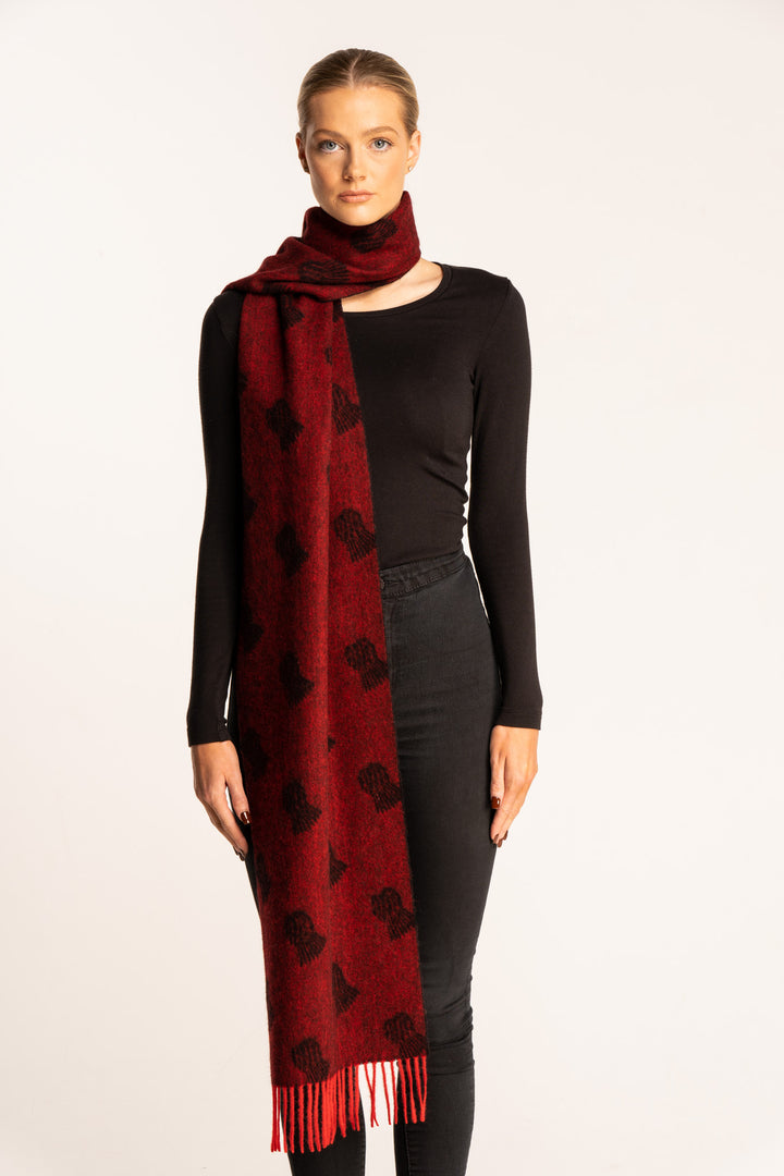 Thistle Small Red Scarf 100% Pure Lambswool | Edinburgh Cashmere