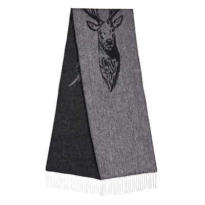 Stag Grey Scarf 100% Pure Lambswool